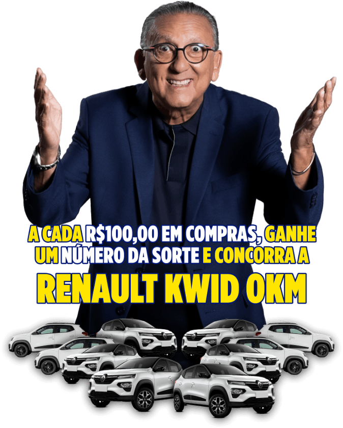 A cada R$100,00 em compras, ganhe um número da sorte e concorra a Renault Kwid 0KM